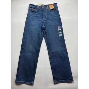 NWT Levi's Women's Ribcage Straight Ankle Blue Denim Jeans - Size 29 (30x26.5)